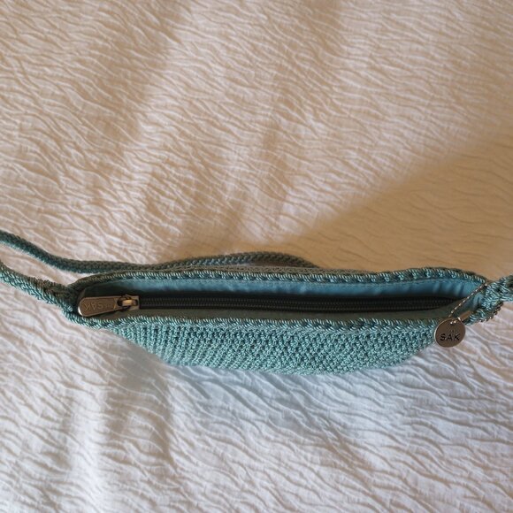 The Sak Small Crochet Knit Shoulder Bag Seafoam Blue - Picture 5 of 6
